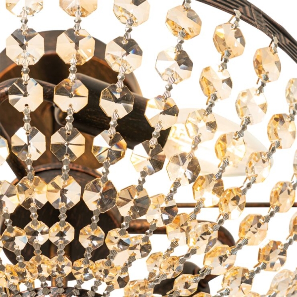 Klassieke plafondlamp brons en kristal 3-lichts - mondrian