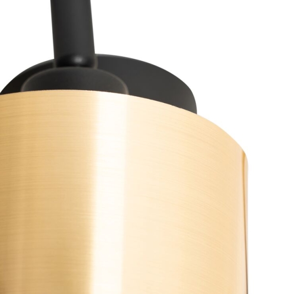 Moderne plafondlamp zwart en goud 3-lichts - lofty
