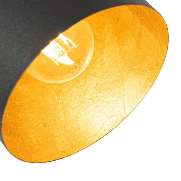 Moderne vloerlamp zwart met goud verstelbaar - morik