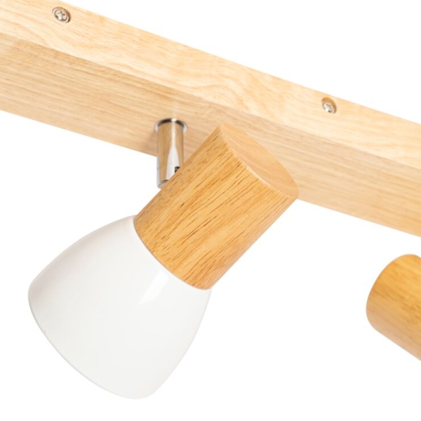 Plafondspot hout met wit verstelbaar 3-lichts - thorin