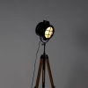 Tripod studiospot vloerlamp zwart met hout - shiny
