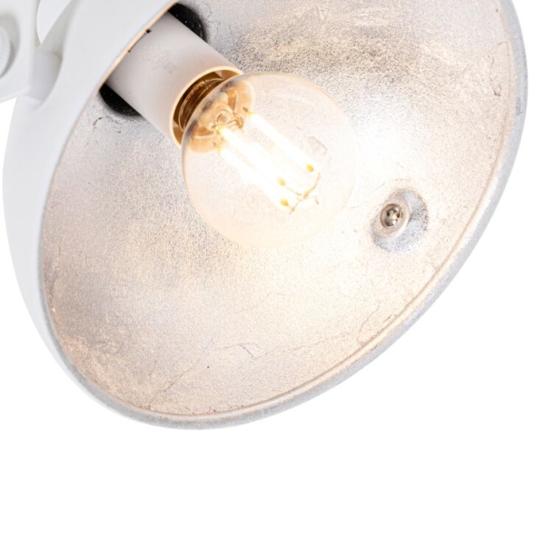 Industriële plafondlamp wit met zilver 2-lichts verstelbaar - magnax