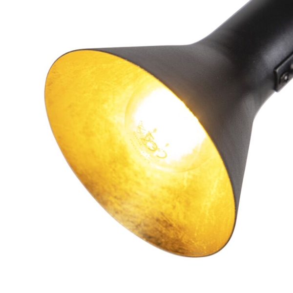 Moderne vloerlamp zwart met goud 2-lichts - magno