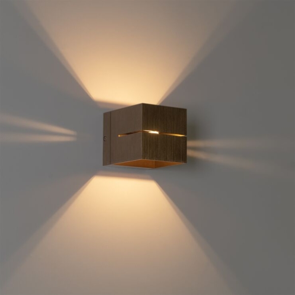 Moderne wandlamp donkerbrons - transfer groove