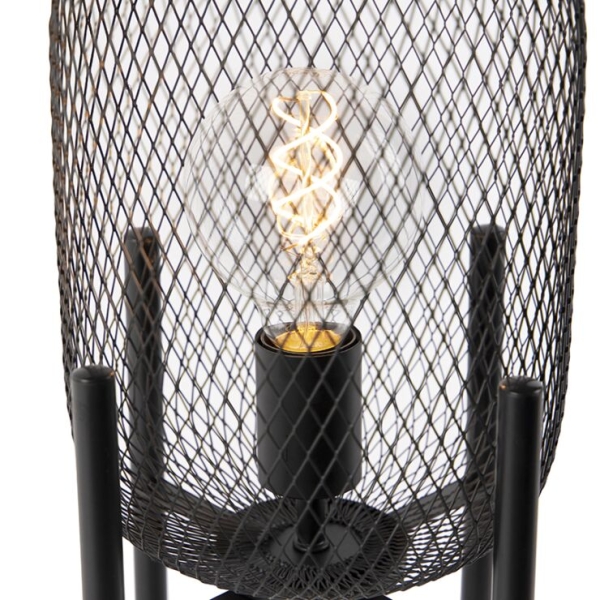 Moderne zwarte tafellamp - bliss mesh