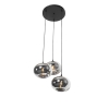 Smart hanglamp zwart met smoke glas incl. 3 wifi p45 - busa