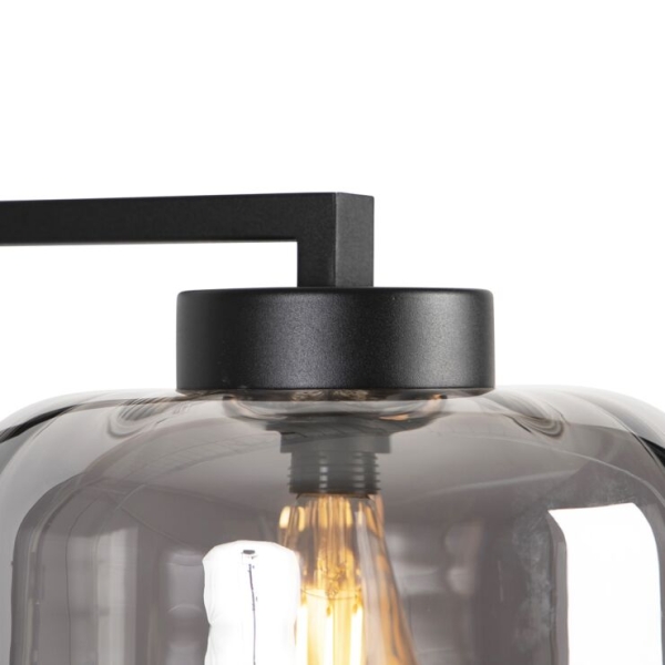 Smart vloerlamp zwart met smoke glas incl. Wifi st64 - qara down