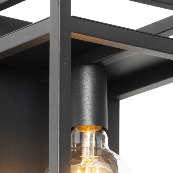 Smart wandlamp zwart met rek incl. Wifi g95 - cage rack