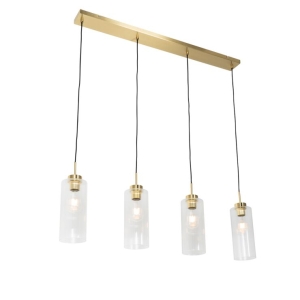 Art Deco hanglamp goud met glas 4-lichts - Laura