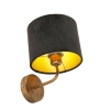 Vintage wandlamp goud met zwarte velours kap - matt