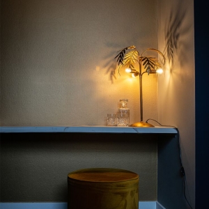 Art Deco tafellamp goud 3-lichts - Botanica