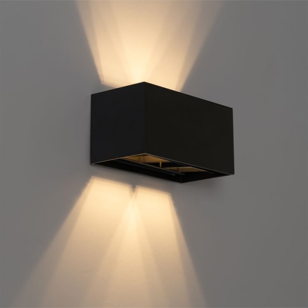 Moderne wandlamp zwart rechthoekig 2-lichts - edwin