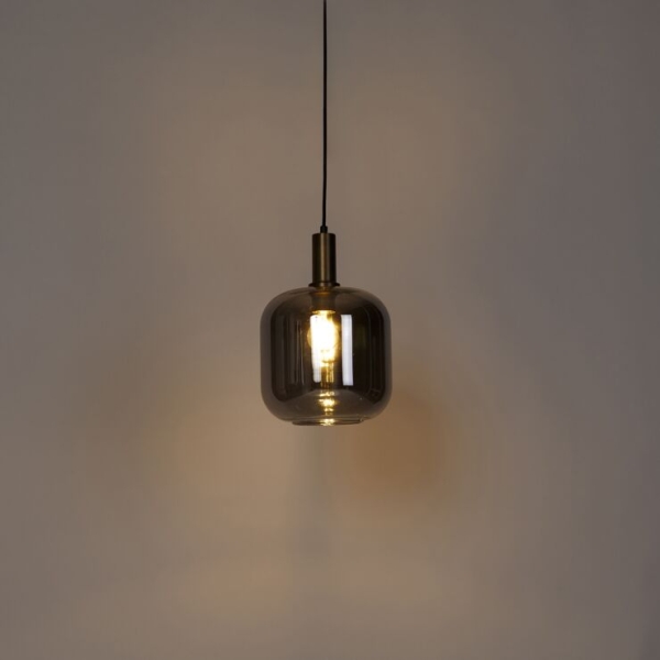 Smart hanglamp zwart met goud en smoke glas incl. Wifi g95 zuzanna 14