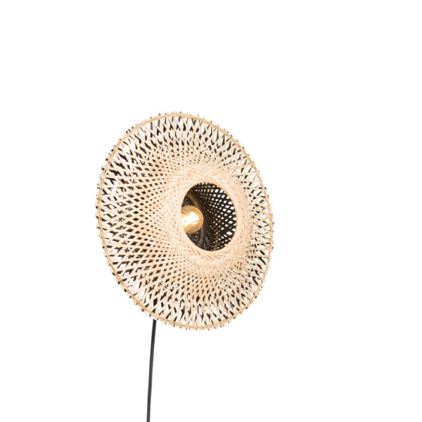 Smart wandlamp bamboe 30 cm met stekker incl. Wifi p45 - rina
