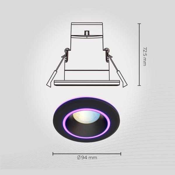 Calex smart halo inbouw-downlight cct rgb zwart