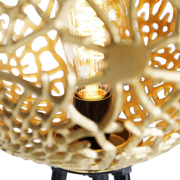 Art deco vloerlamp tripod goud - maro