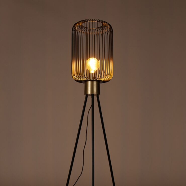 Design vloerlamp zwart met goud - mayelle