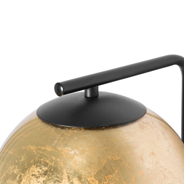 Design wandlamp zwart met goud glas - bert