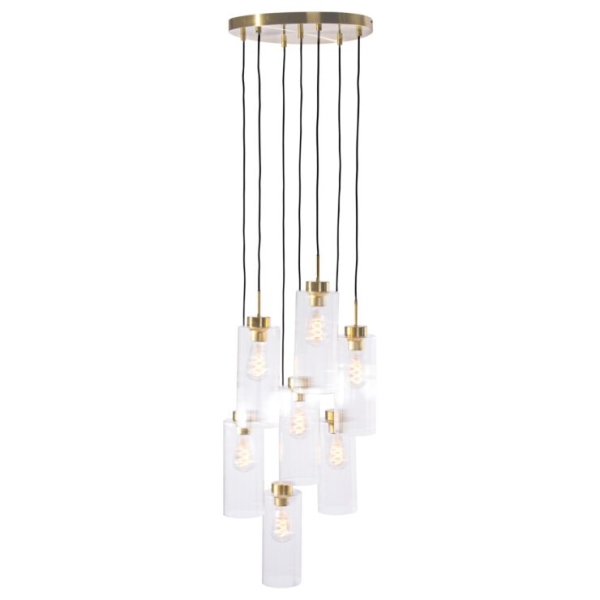 Art deco hanglamp goud met glas 7-lichts - laura