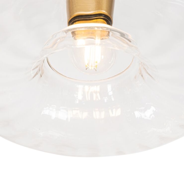 Art deco hanglamp goud met glas rond 3-lichts - ayesha