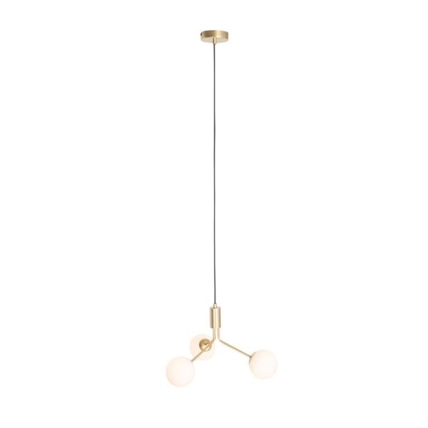 Art deco hanglamp goud met opaal glas 3-lichts - coby