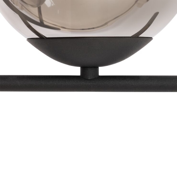 Art deco hanglamp zwart en smoke glas 3-lichts - flore