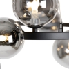 Art deco hanglamp zwart met smoke glas 12-lichts - david