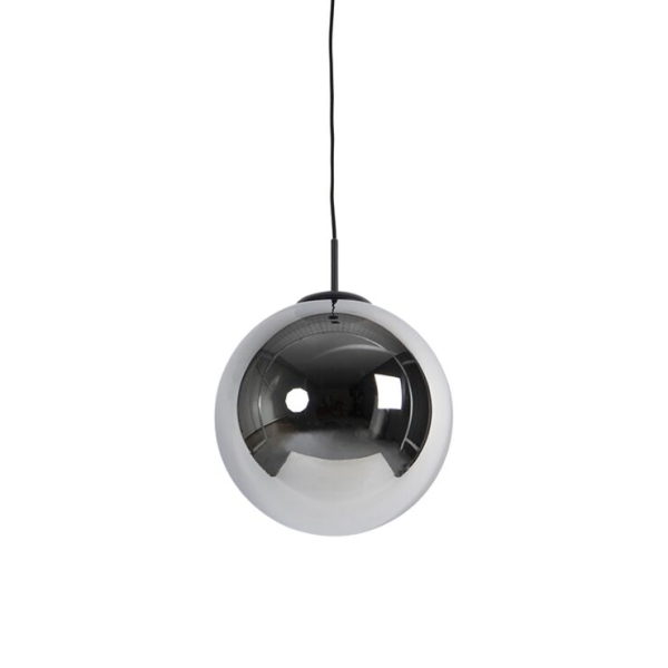 Art deco hanglamp zwart met smoke glas 30 cm pallon 14