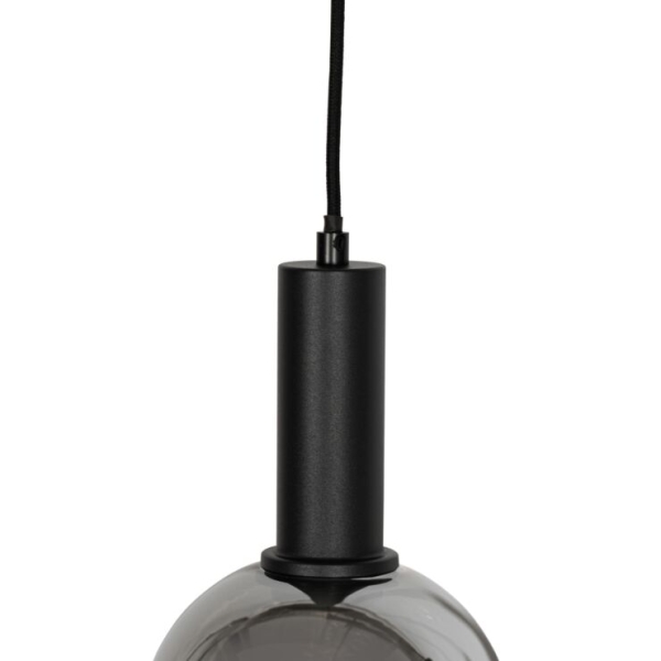 Art deco hanglamp zwart met smoke glas 4-lichts - josje