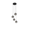 Art deco hanglamp zwart met smoke glas 4-lichts - wallace