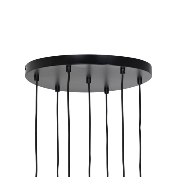 Art deco hanglamp zwart met smoke glas 7-lichts - laura