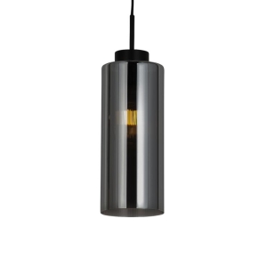 Art Deco hanglamp zwart met smoke glas - Laura