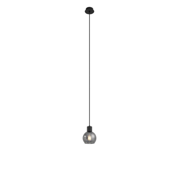 Art deco hanglamp zwart met smoke glas - vidro