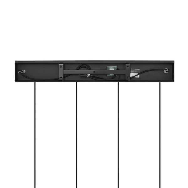 Art deco hanglamp zwart met smoke glas langwerpig 4-lichts - vidro