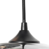 Art deco hanglamp zwart met smoke glas rond 3-lichts- busa