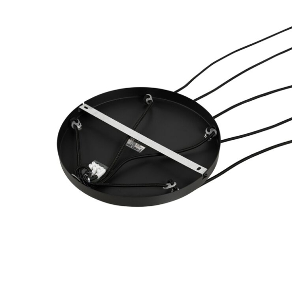 Art deco hanglamp zwart met smoke glas rond 5-lichts - josje