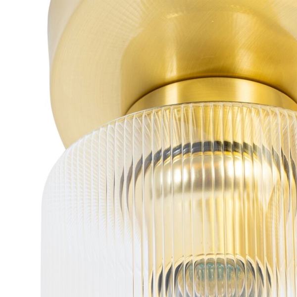 Art deco plafondlamp goud met glas 3-lichts - laura