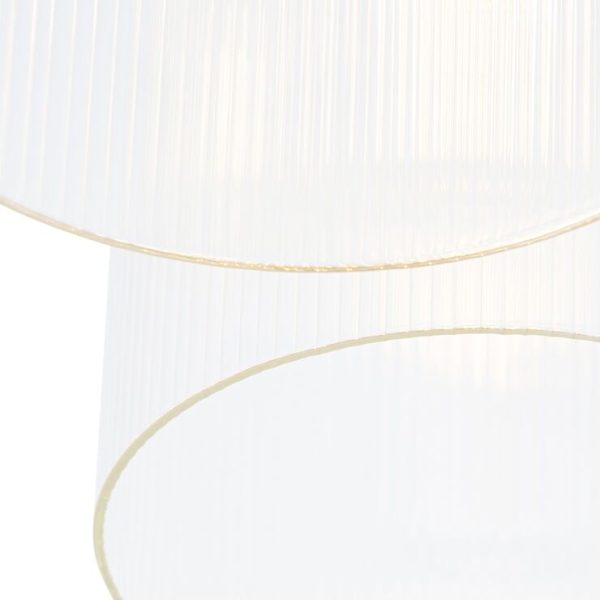 Art deco plafondlamp goud met glas 3-lichts - laura