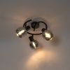 Art deco plafondlamp zwart met smoke glas 3-lichts rond - vidro