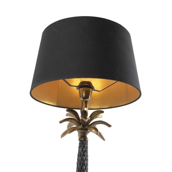 Art deco tafellamp brons met zwarte kap 35 cm - areka