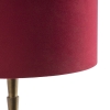 Art deco tafellamp brons velours kap rood 35 cm - pisos