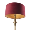 Art deco tafellamp brons velours kap rood 50 cm - diverso