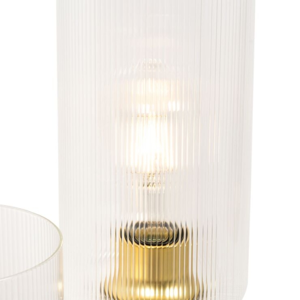 Art deco tafellamp goud met glas 2-lichts - laura