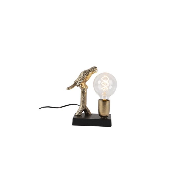Art deco tafellamp zwart met goud 23 cm - pajaro