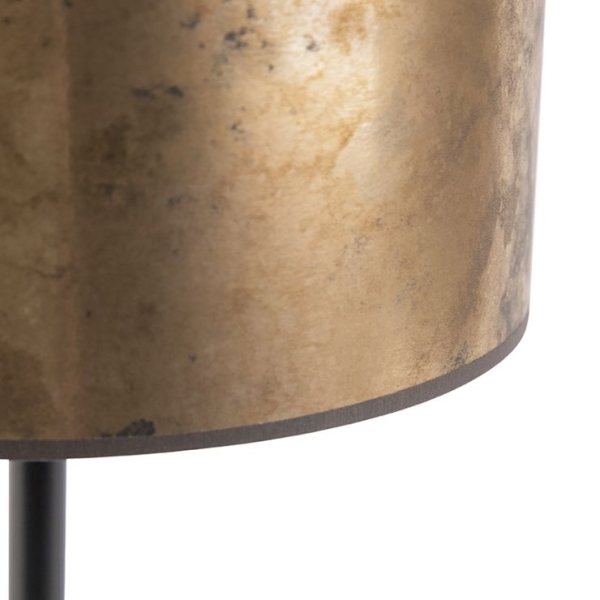 Art deco tafellamp zwart met oud bronzen kap 35 cm - simplo