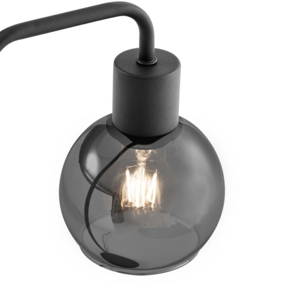 Art deco tafellamp zwart met smoke glas - vidro