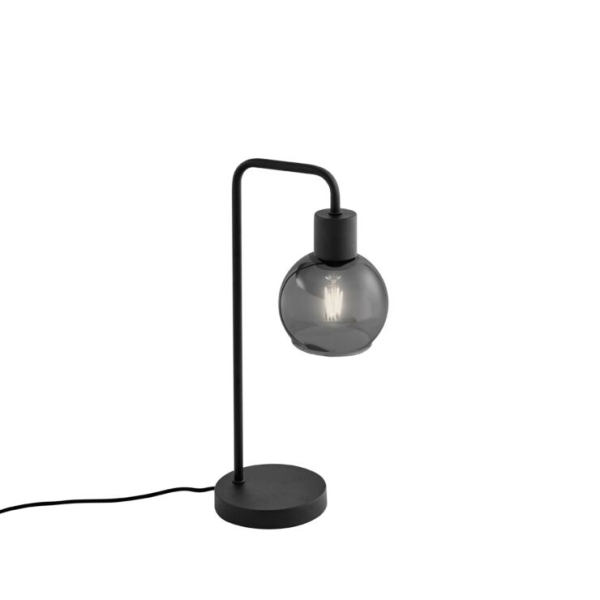 Art deco tafellamp zwart met smoke glas - vidro