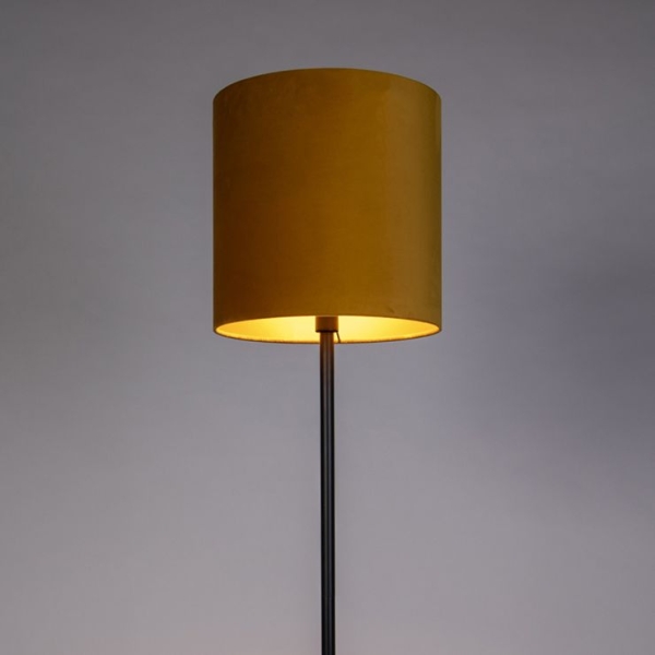 Art deco vloerlamp zwart met gele kap 40 cm - simplo