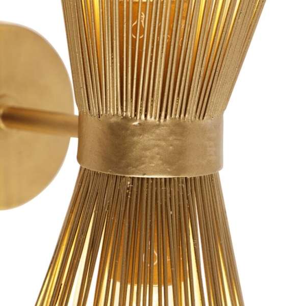 Art deco wandlamp goud 2-lichts - broom