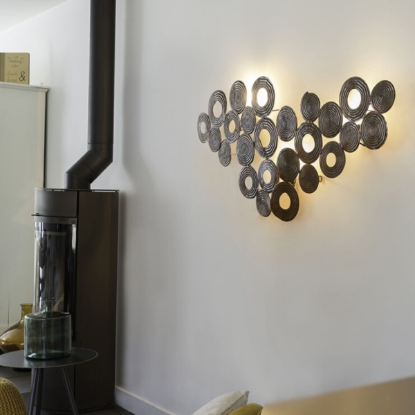 Art deco wandlamp koper 138 cm - circles